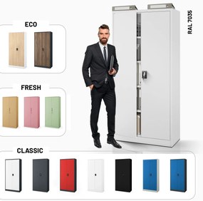 Szafa na dokumenty biurowa metalowa szara: JAN H, 900 x 1950 x 400 mm