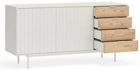 Biało-naturalna niska komoda w dekorze dębu 159x80 cm Sierra – Teulat