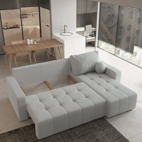 Masseno Narożnik VOLIRA z funkcją spania i pojemnikiem na pościel Narozniki L, Rozkładana sofa - Jasnoszary, QUELLE 83