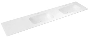 Biała umywalka podwójna z imitacji kamienia 220x51,5 cm Aruba – Sapho