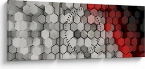 Obraz - sześciokąty 3D (z zegarem) (90x30 cm)