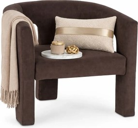 Brązowy nowoczesny fotel wypoczynkowy welurowy M5-C01