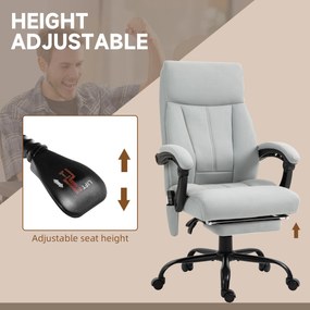 Vinsetto Fotel biurowy z masażem i ogrzewaniem podnóżek regulowany do 120 kg szary | Aosom PL