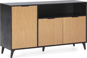 Bufet kolumnowy Denis 3-drzwiowy 1-dziurkowy, kolor Czarny/Drewno