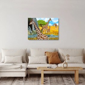 Obraz na szkle - Rodzina żyraf (70x50 cm)