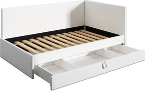 Łóżko młodzieżowe AURA 2 80x200 różowe z tapicerowanym panelem L i szufladą MKPOL