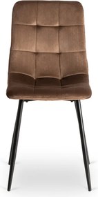 Krzesło Tapicerowane do Jadalni PERU Brązowe Welurowe Nowoczesne Loft