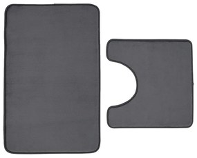 Ciemnoszare dywaniki łazienkowe do WC z pianki pamięciowej zestaw 2 szt. 50x80 cm Anti-Bacterial – Catherine Lansfield