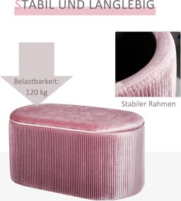 HOMCOM Ławka tapicerowana z pojemnikiem styl francuski elegancka różowa aksamitna do salonu | Aosom PL