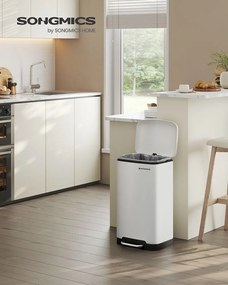 SongmicsHome Kosz na śmieci z wolnym zamykaniem SLOW, 30l, biała