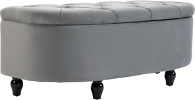 HOMCOM Stołek z Przestrzenią do Przechowywania, 2-w-1, Tapicerowany, Pokrycie Aksamitne, Hydrauliczne Amortyzatory, 120 x 46 x 42 cm, Niebieski