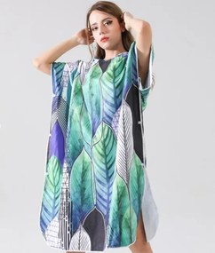 Ponczo plażowe FEATHER zielono-niebieskie 80x145 cm