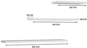 Biały zestaw 3 minimalistycznych półek ściennych - Zygo