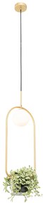 Lampa wisząca w stylu art deco złota z białym szkłem - Isabella ArtDeco Oswietlenie wewnetrzne