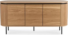 Komoda do Salonu BECK 160 cm Dąb Trzydrzwiowa Ryflowana Nowoczesna
