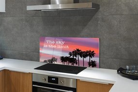 Szkło Ozdobne do Kuchni Napis pod Palmami o Zachodzie