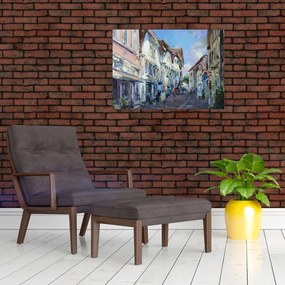 Obraz na szkle - Aleja starego miasta, malarstwo akrylowe (70x50 cm)