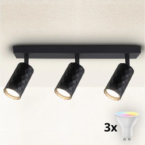 Brilagi - LED RGBW ściemnialna oprawa punktowa SELE DIAMANT 3xGU10/6W/230V czarna