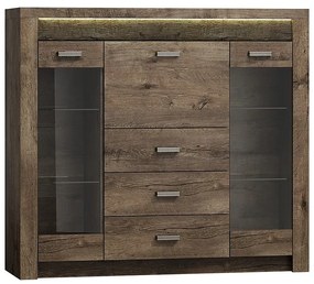 Komoda Z Barkiem I Witryną Jesion Ciemny W6-S53
