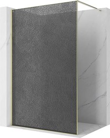 Mexen Kioto ścianka prysznicowa Walk-in 140 x 200 cm, crackle grafit 12 mm, złota - 800-140-101-50-44-X