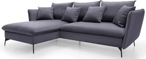 Ciemnografitowa welurowa kanapa narożna rozkładana G0-T39