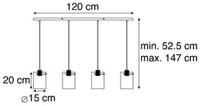 Inteligentna lampa wisząca czarna z przydymionym szkłem, w tym 4 Wi-Fi ST64 - KopułaDesignerski Oswietlenie wewnetrzne