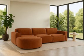 Narożnik w kształcie L zaokrąglony Cursal, tkanina Salvador, Brązowy, Lewy