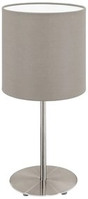 Lampa stołowa w szaro-srebrnym kolorze z tekstylnym kloszem (wysokość 40 cm) PASTERI – EGLO
