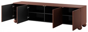 Szafka RTV Sonatia II 200 cm czterodrzwiowa na nogach kulach - burgund