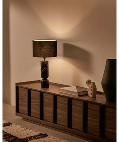 Czarna marmurowa lampa stołowa z tekstylnym kloszem (wysokość 57 cm) Vex – Kave Home
