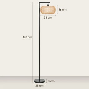 HOMCOM Lampa stojąca LED z podwójnym kloszem, ściemniana z 3 temperaturami barwowymi do salonu, sypialni, biura, Czarny | Aosom PL