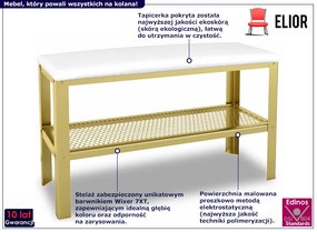 Siedzisko z półką na buty w stylu glamour złoty + biały - Nakari 3X