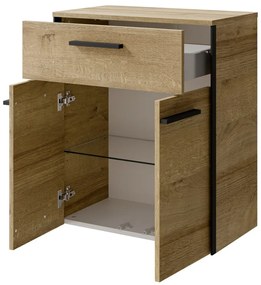 Niska/wisząca szafka łazienkowa w dekorze dębu w naturalnym kolorze 72x60 cm Quickset 395 – Pelipal
