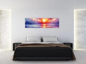 Obraz - Kolorowy artystyczny zachód słońca (170x50 cm)