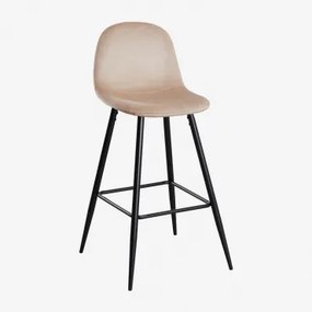 Zestaw 4 Wysokich Stołków Z Aksamitu Glamm Negro & Pszenica Brązowa & ↑75 Cm - Sklum