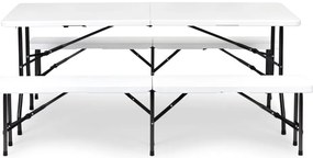 Zestaw cateringowy - stół bankietowy 180 cm i 2 ławki Party, biały
