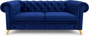 Sofa 2-osobowa z funkcją spania Chesterfield Prima - pikowana sofa do salonu w stylu glamour