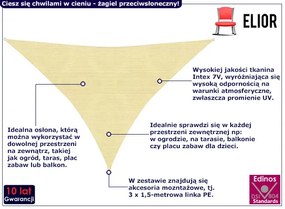 Beżowy żagiel przeciwsłoneczny na taras - Pola