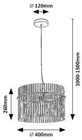 Rabalux 72261 wiszący żyrandol metalowy Inesa