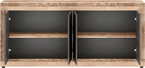 Komoda Czterodrzwiowa BLAGO 180 cm Czarny/Surowy Dąb Loft