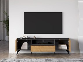 Szafka RTV HESTIA 2D1S dąb/czarny ML MEBLE