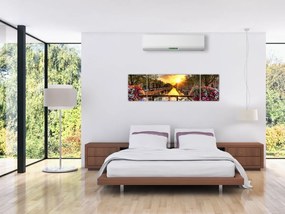 Obraz - Wschód słońca w Amsterdamie (170x50 cm)