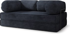 Masseno Sofa piankowa ALVIO z funkcją spania, Kanapa z pianki do salonu, Bezmontażowa, Tkanina sztruksowa – Czarny POSO 135