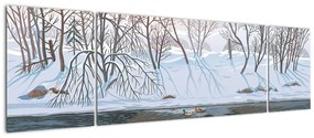 Obraz - Lis w zimowym krajobrazie (170x50 cm)