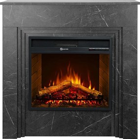 Kominek elektryczny BELLINI, kominek stojący z drewna imitującego czarny marmur, wyprodukowany we Włoszech, dł. 96 x gł. 35 x wys. 96