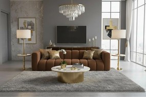 Sofa czteroosobowa, kanapa Grand, tkanina welurowa Salvador, Ciemnobrązowy