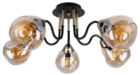 Lampa sufitowa w czarno-złotym kolorze ze szklanym kloszem Unica – Candellux Lighting