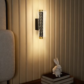 HOMCOM Lampa ścienna LED do wnętrz z geometrycznym wzorem siatki, regulowana, czarna