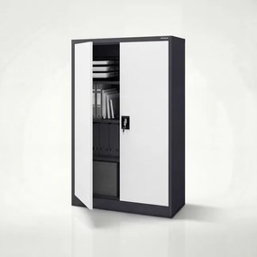 Szafa biurowa na dokumenty metalowa antracytowo-biała KEVIN 900 x 1400 x 400 mm