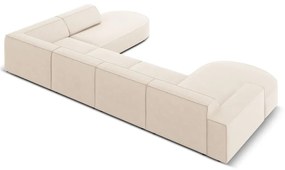 Beżowy aksamitny narożnik (w kształcie litery U) Jodie − Micadoni Home